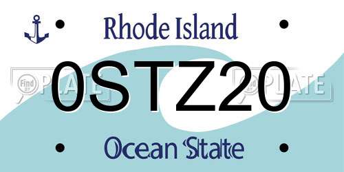 0STZ20 Rhode Island License Plate
