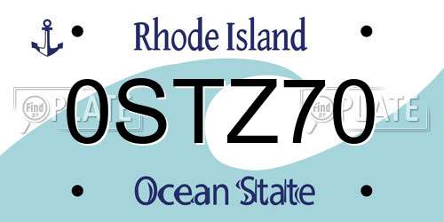 0STZ70 Rhode Island License Plate