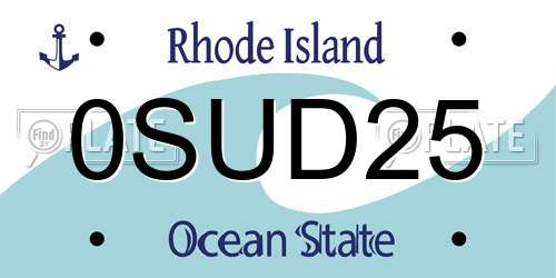 0SUD25 Rhode Island License Plate