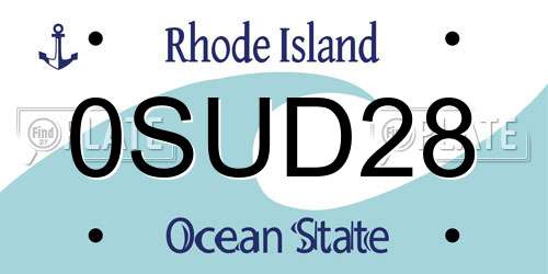 0SUD28 Rhode Island License Plate