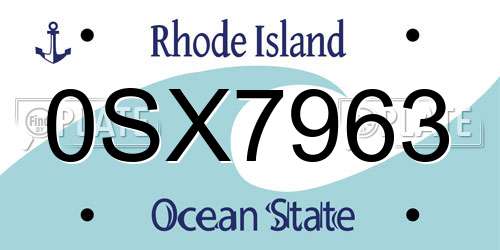 0SX7963 Rhode Island License Plate
