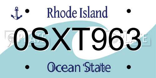 0SXT963 Rhode Island License Plate