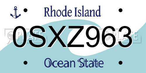 0SXZ963 Rhode Island License Plate