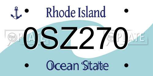 0SZ270 Rhode Island License Plate