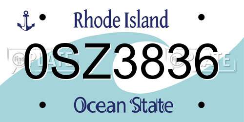 0SZ3836 Rhode Island License Plate