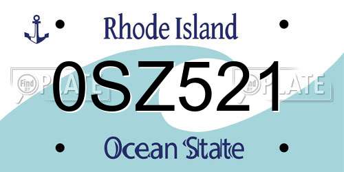 0SZ521 Rhode Island License Plate