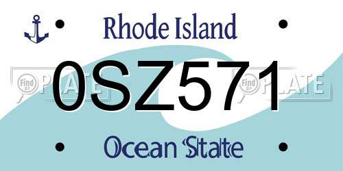 0SZ571 Rhode Island License Plate