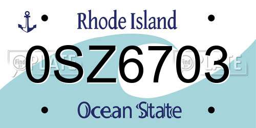 0SZ6703 Rhode Island License Plate