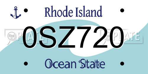 0SZ720 Rhode Island License Plate