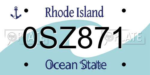 0SZ871 Rhode Island License Plate