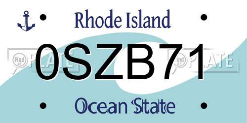 0SZB71 Rhode Island License Plate