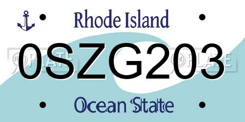 0SZG203 Rhode Island License Plate