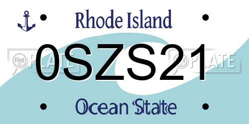0SZS21 Rhode Island License Plate