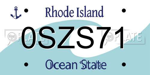 0SZS71 Rhode Island License Plate