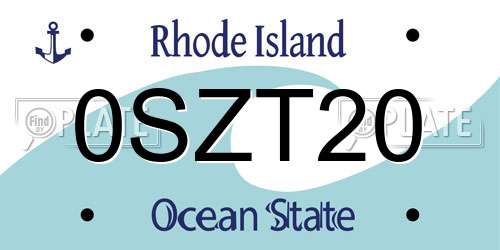0SZT20 Rhode Island License Plate
