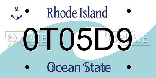 0T05D9 Rhode Island License Plate