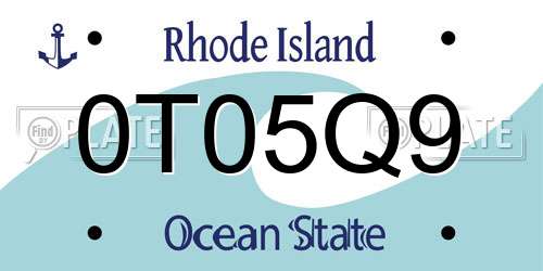 0T05Q9 Rhode Island License Plate