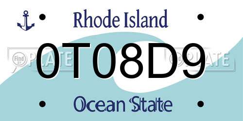 0T08D9 Rhode Island License Plate