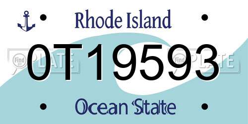 0T19593 Rhode Island License Plate