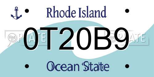 0T20B9 Rhode Island License Plate