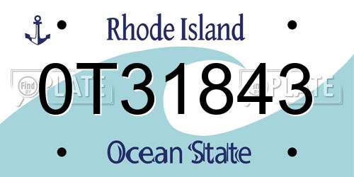 0T31843 Rhode Island License Plate