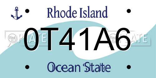 0T41A6 Rhode Island License Plate