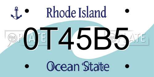 0T45B5 Rhode Island License Plate