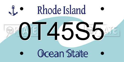 0T45S5 Rhode Island License Plate