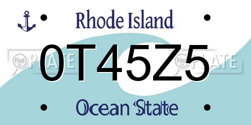 0T45Z5 Rhode Island License Plate