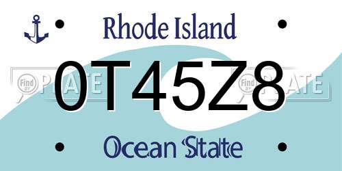 0T45Z8 Rhode Island License Plate