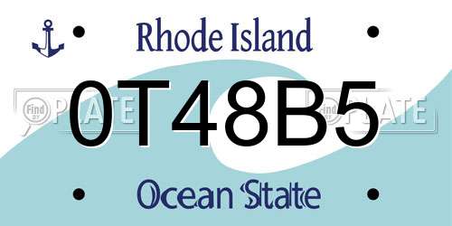 0T48B5 Rhode Island License Plate
