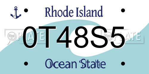 0T48S5 Rhode Island License Plate