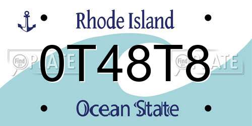 0T48T8 Rhode Island License Plate