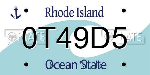 0T49D5 Rhode Island License Plate