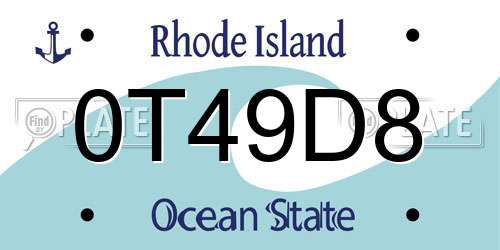 0T49D8 Rhode Island License Plate