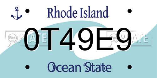 0T49E9 Rhode Island License Plate
