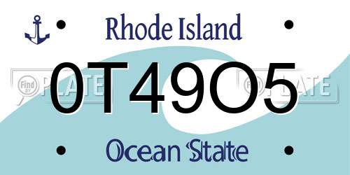 0T49O5 Rhode Island License Plate