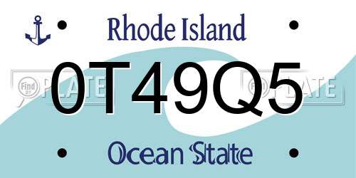 0T49Q5 Rhode Island License Plate