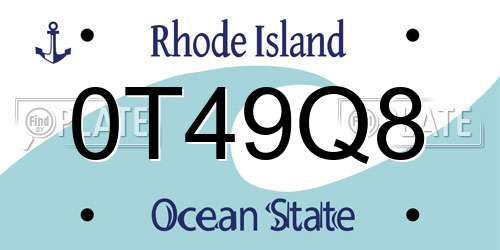 0T49Q8 Rhode Island License Plate