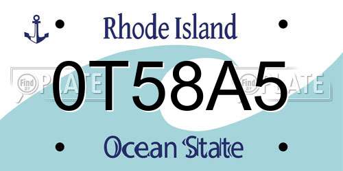 0T58A5 Rhode Island License Plate