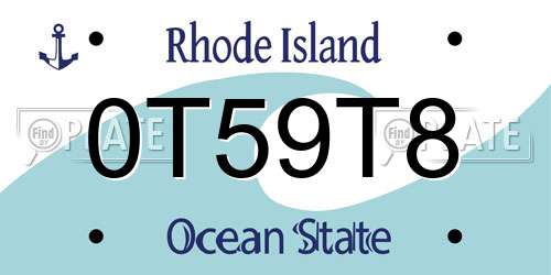 0T59T8 Rhode Island License Plate