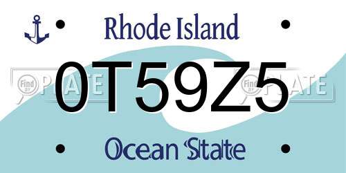 0T59Z5 Rhode Island License Plate