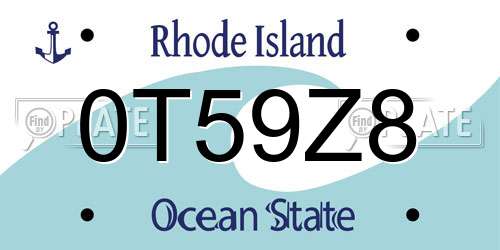 0T59Z8 Rhode Island License Plate