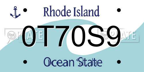 0T70S9 Rhode Island License Plate