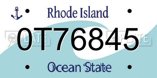 0T76845 Rhode Island License Plate