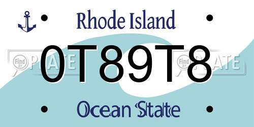 0T89T8 Rhode Island License Plate
