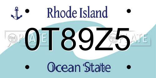 0T89Z5 Rhode Island License Plate