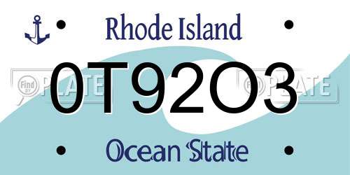 0T92O3 Rhode Island License Plate