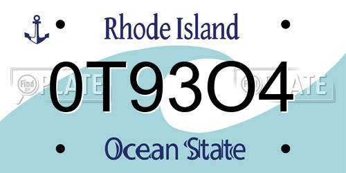0T93O4 Rhode Island License Plate