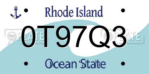 0T97Q3 Rhode Island License Plate